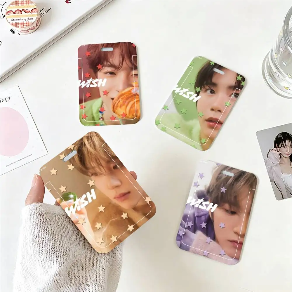 Boy Band N-NCT Wish Singer ID Card Holder Lanyard Covers Women Men Work Permit Holder Students Kids Bus Cards Case
