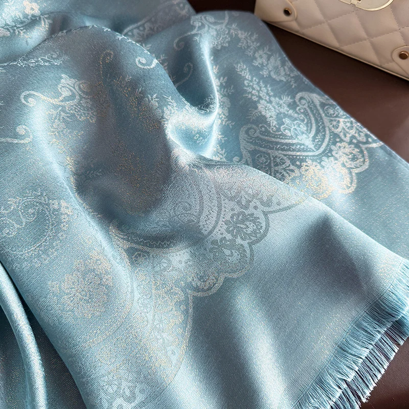 Nueva Bufanda de Cachemira a la moda de otoño para mujer, Pashmina Jacquard con diseño Floral, manta gruesa para mujer, Bufanda suave, chal, pañuelo