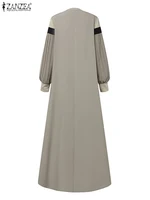 ZANZEA-Robe musulmane à manches longues pour femmes, Abaya de Turquie élégante, Robe d'été patchwork, Robe plissée, Éducative, Islamique, Dubaï, Automne 5
