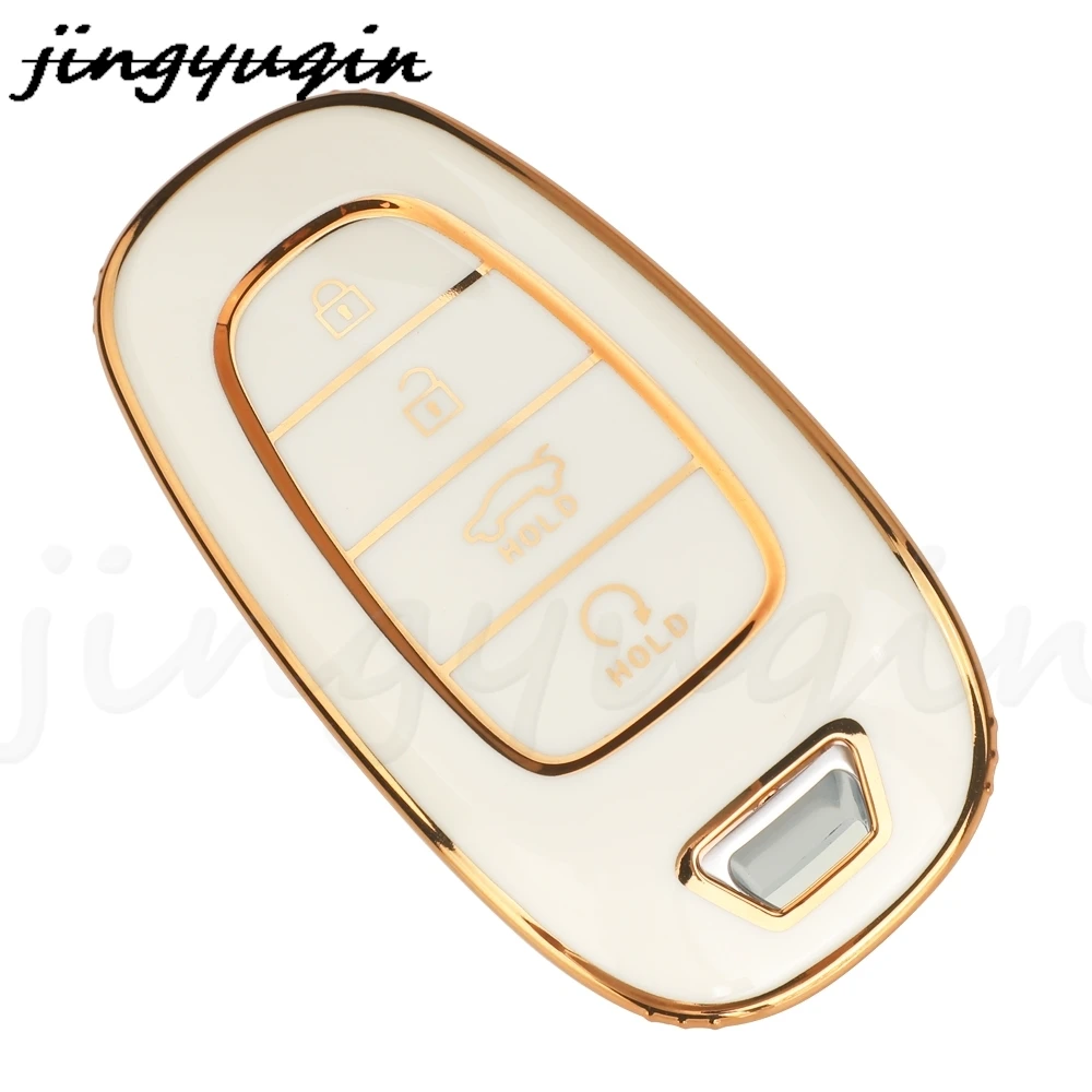 Jingyuqin 4BTN Arrival TPU Auto Key Shell Case Cover For Hyundai Tucson Santa FE 2021 2022 Silicone Cover Remote Car Accessorie