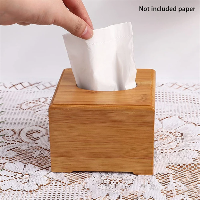 -Wooden Tissue Box Modern Minimalist Design Tissue Box Holder Wood Tissue Case For Hotel Restaurant Hotel Office Easy-Refill