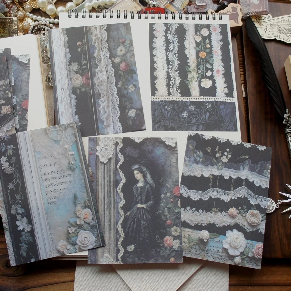 

30pcs Gothic Style Black Lace Patchwork Pattern Design Gift Decoration Paper Creative Craft Paper Scrapbooking Background DIY
