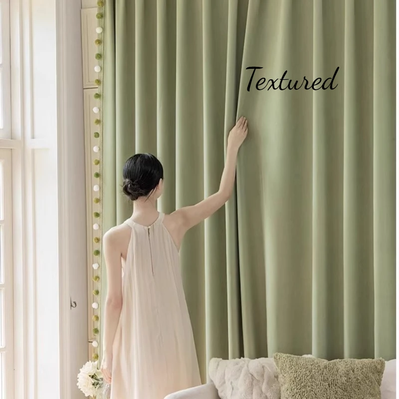 Bedroom Blackout Curtain Pom Chenille Thick and Textured Good Privacy Comfortable Custom Size Fashion Modern Plush Cute Luxury