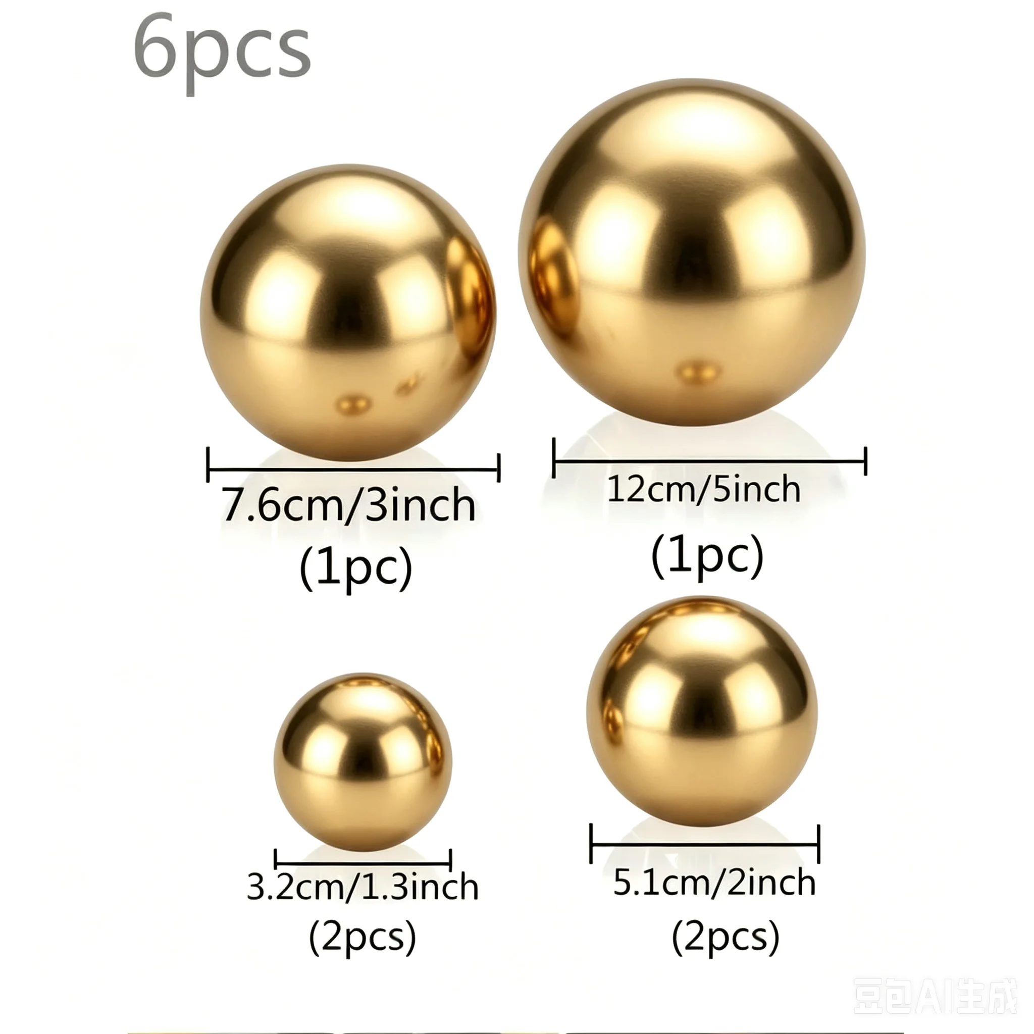 5/6pcs Gold Mirror Reflective Ball Stainless Steel Gazing Balls Polished Metal Sphere Garden Decor Figurine Outdoor Yard Home