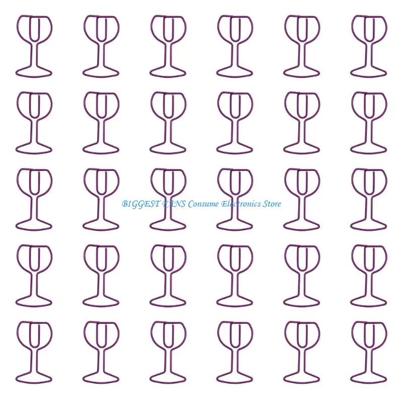 30pcs 와인 유리 모양 종이 클립 클립 파일 주최자 클립 금속 도서 마커 클립