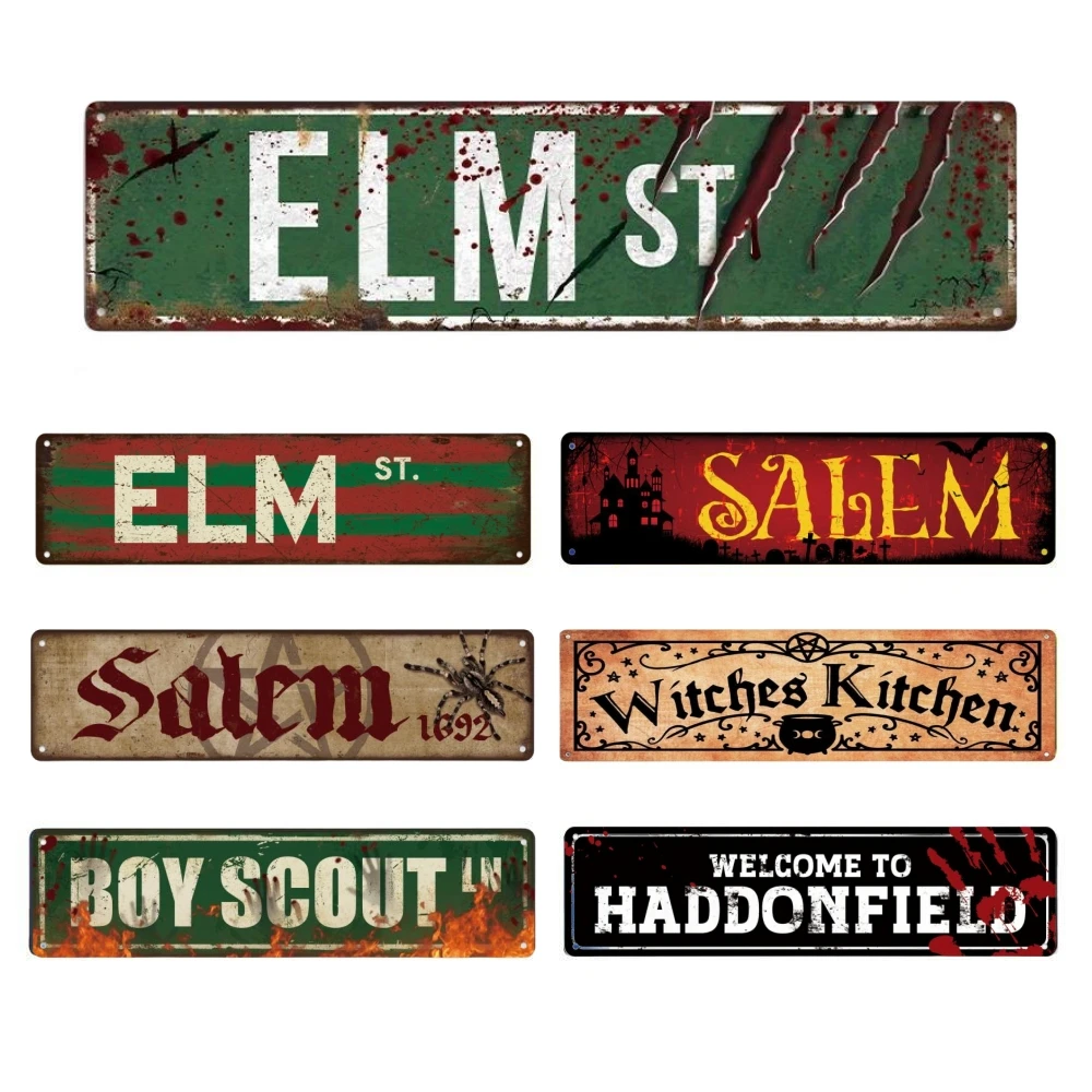 Vintage Horror Movie Road Metal Tin Sign Perfect Wall Art for Home, Restaurant, Bar, Cafe, Garage - Water-Proof And Dust-Proof