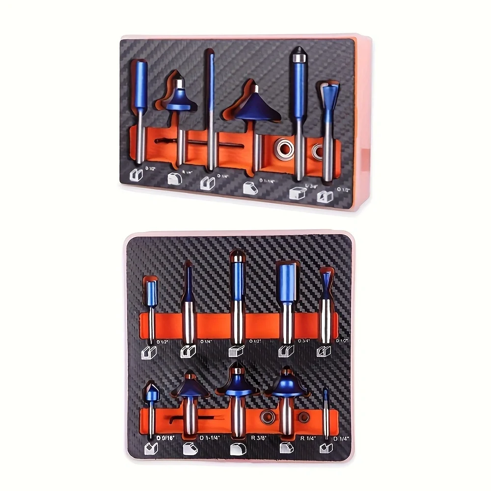 ALLSOME 1/4 In. Shank Carbide-Tipped Router Bits for Applications in Straight, Trimming, Decorative Edging, Dovetail Joinery