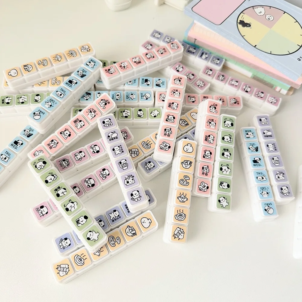 Kawaii 6 تصاميم الطوابع الزخرفية الكرتون Diy بها بنفسك الحرف الصحافة Inkpad Stamps متعددة الأغراض سكرابوكينغ ختم مجلة مخطط #4