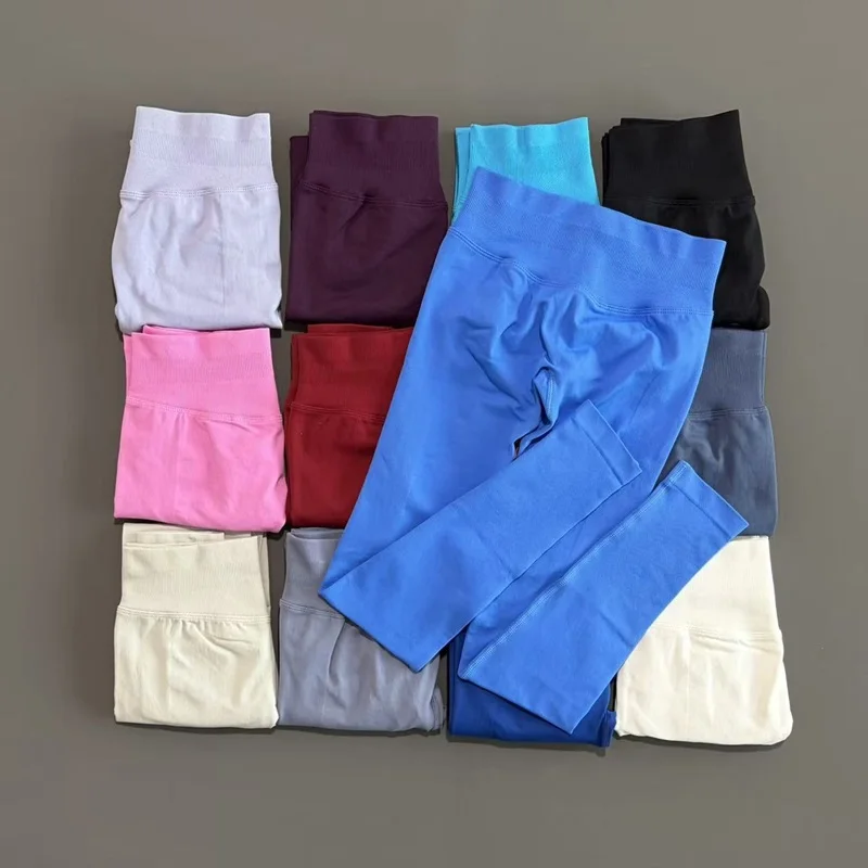 

Спортивные леггинсы однотонные женские бесшовные облегающие тайтсы для йоги, фитнеса, бега, с эффектом Scrunch Bum, для спортзала