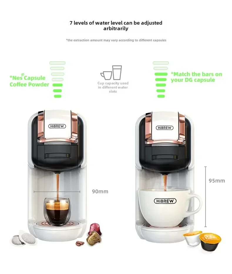 ماكينة صنع القهوة HiBREW H2B، كبسولات إيطالية، متعددة المتوافقة، مسحوق قهوة صغير منزلي أوتوماتيكي بالكامل #5