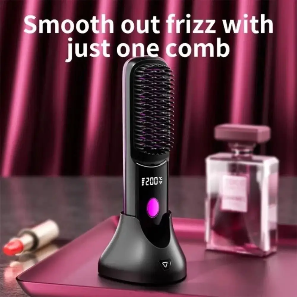 Digital Display Hair Straightening Comb Ceramic Heating 160-200C° Hair Styling Tool 3 Level Adjustables Anti-Scald