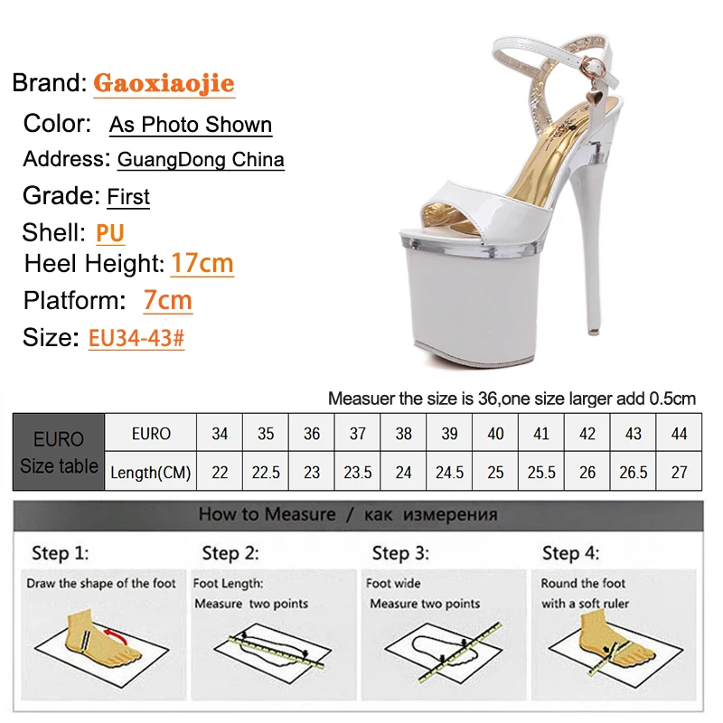 17cm Summer Sexy High Heels Platform Sandals For Women Fashion Open Toe Crystal Buckle Stiletto Wedding Stripper Red Shoes