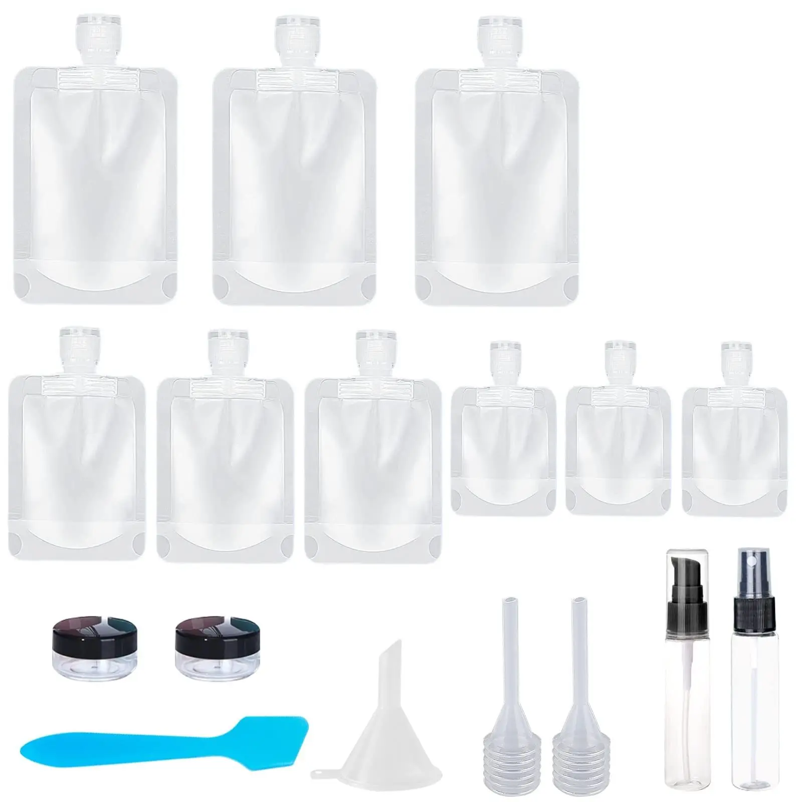 

17Pcs Travel Pouches for Toiletries,Portable Stand Up Pouch,Refillable Travel Bottles for Shampoo Conditioner Lotion Soap Liquid