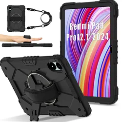 Hand/Shoulder Strap Rotatable Kickstand Rugged Protective Case For Red Pad Pro12.1 2024/xiaomi Poco Pad 12.1