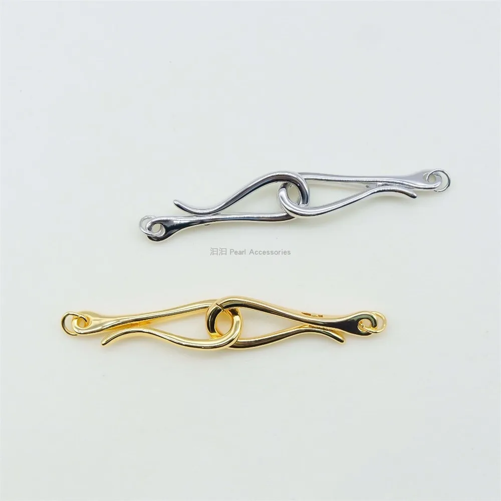 DIY Pearl Clasps & Hooks Agate Accessories Simple Smooth Extended Hook Buckle Copper Plated 18K Gold V117