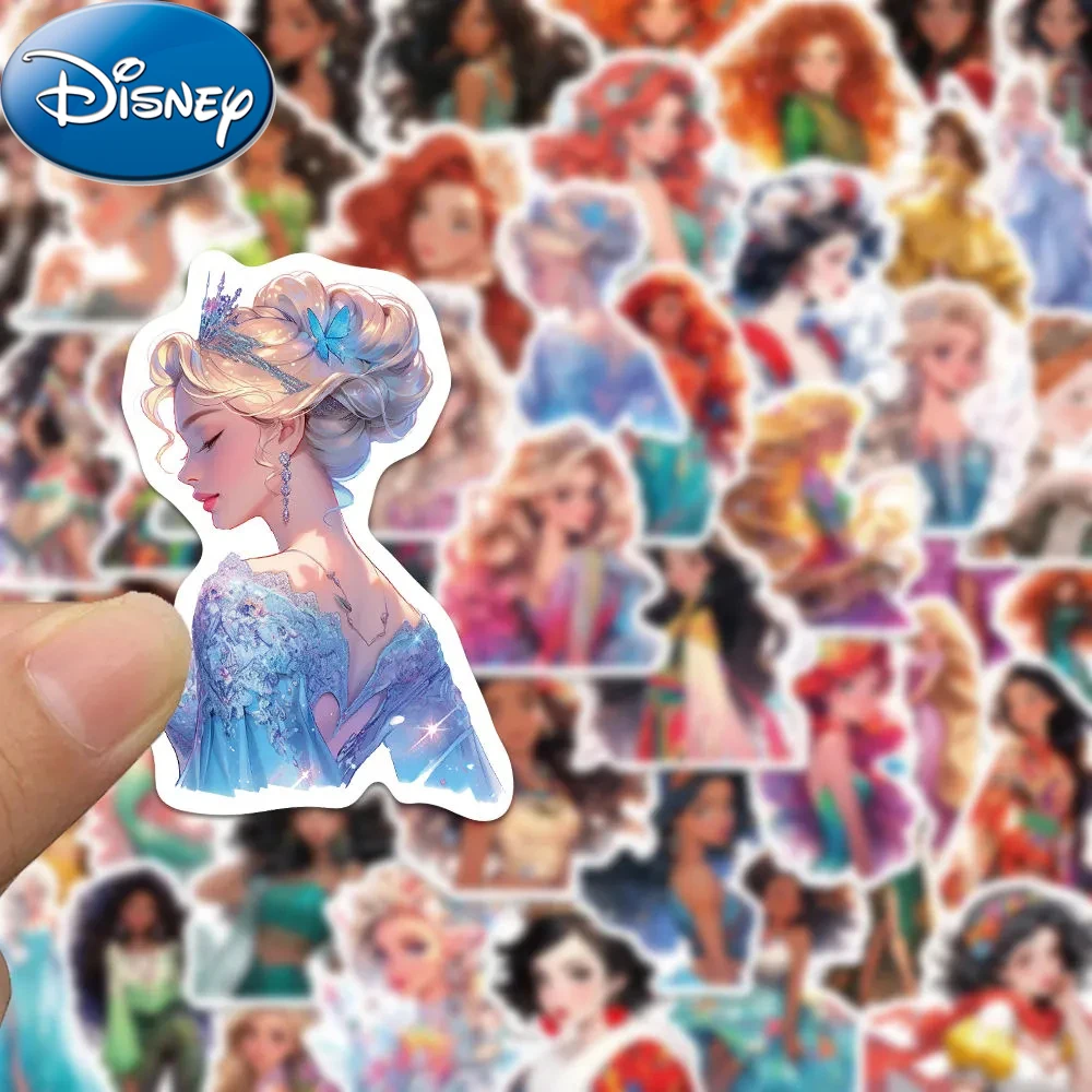 10/30/50pcs Beautiful Disney Escaping Princess Stickers Cute Cartoon Anime Girls Sticker Toy Phone Notebook Water Bottle Decals