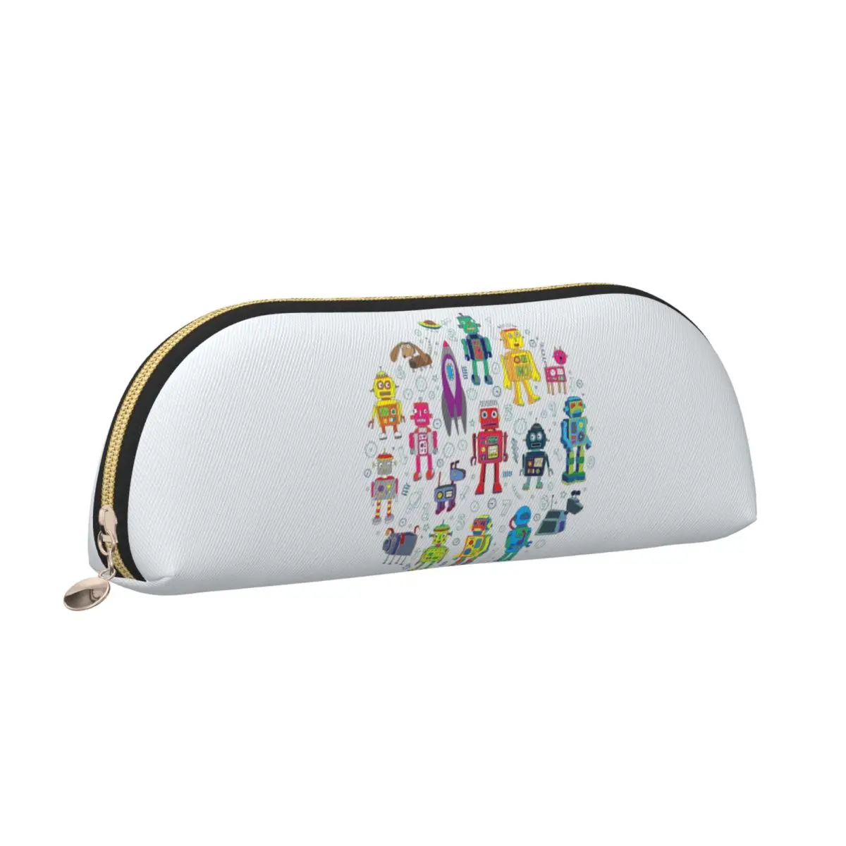 ロボットインスペースグレー楽しいロボット柄 Cecca ペンケース ペンポーチ 大容量ペンボックス ペンバッグ 子供向けギフト