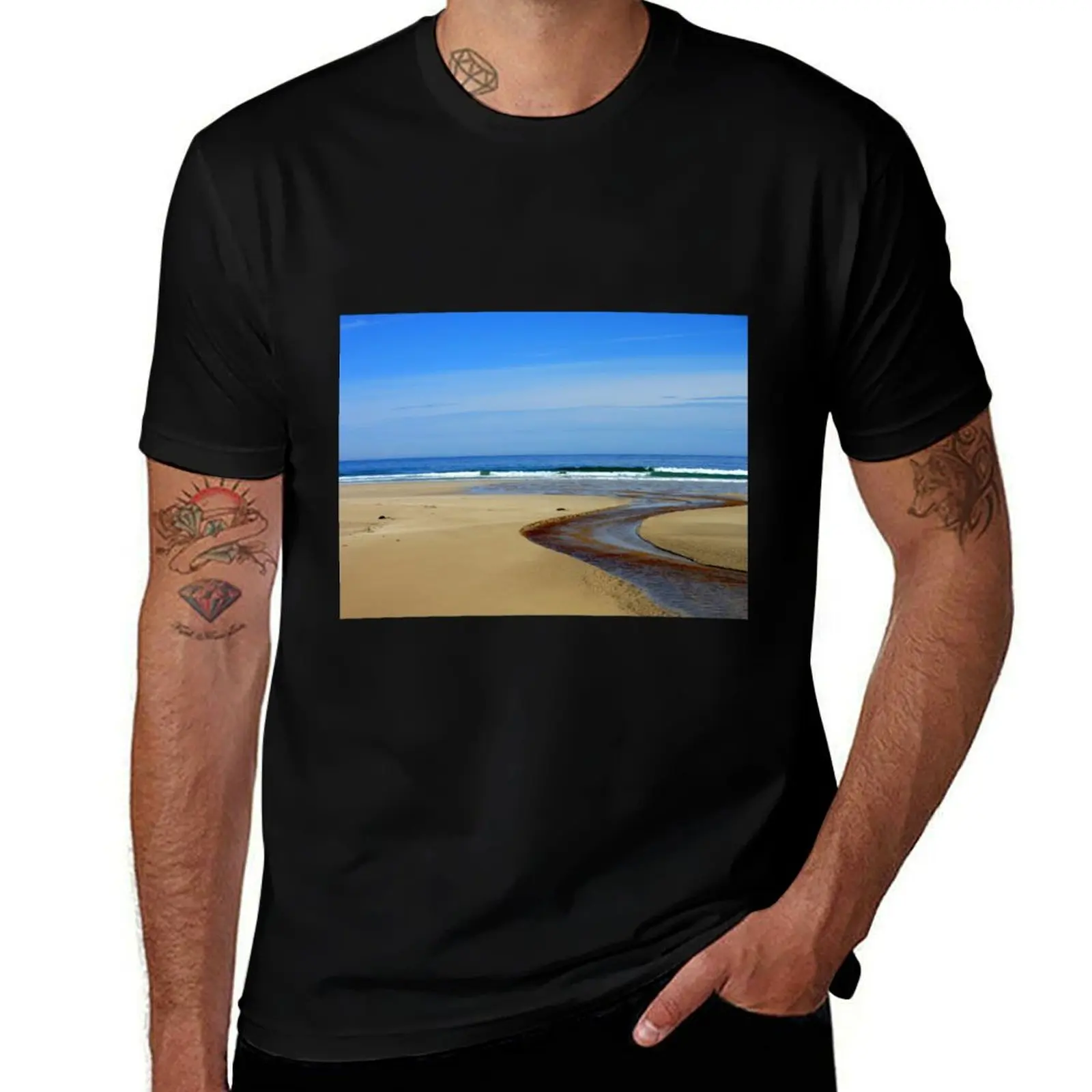 

Meandering Waters, Tolsta Beach, Isle of Lewis T-Shirt Athletic Quick Dry T-Shirt for Men