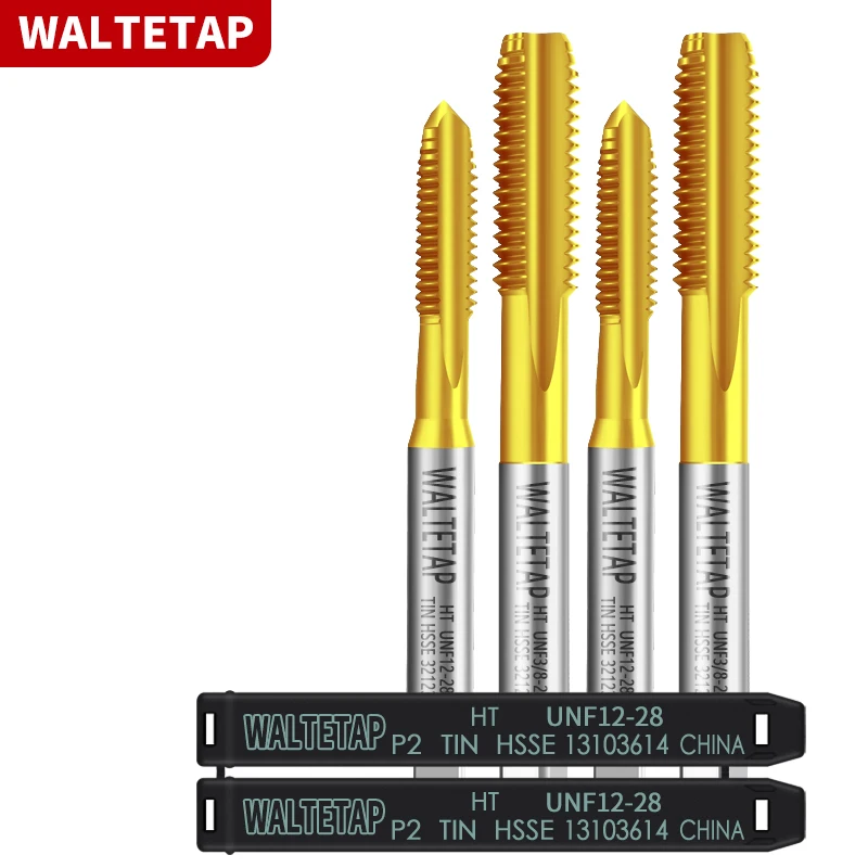 WALTETAP HSSE-M35 JIS Standard TIN Coating Straight Fluted Hand Tap UNF 0-80 1-72 2-64 3-56 4-48 1/4 Machine Screw Thread Taps