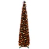 5Ft Halloween Pop Up Artificial Tree with Glitter Pumpkin Ornaments Orange Purple LED Lights No Battery Included Metal Foil Tree for Halloween Party Home Living Room Decor 1