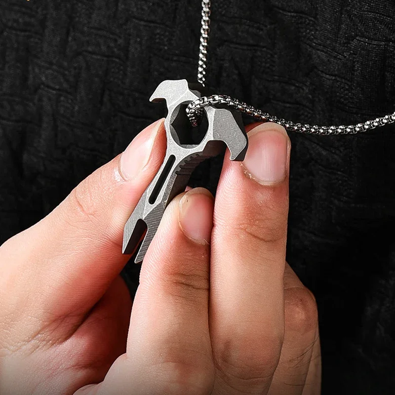 Titanium Alloy EDC Small Portable Crowbar Tool Outdoor Multifunctional Camping Keychain Bottle Opener Tool