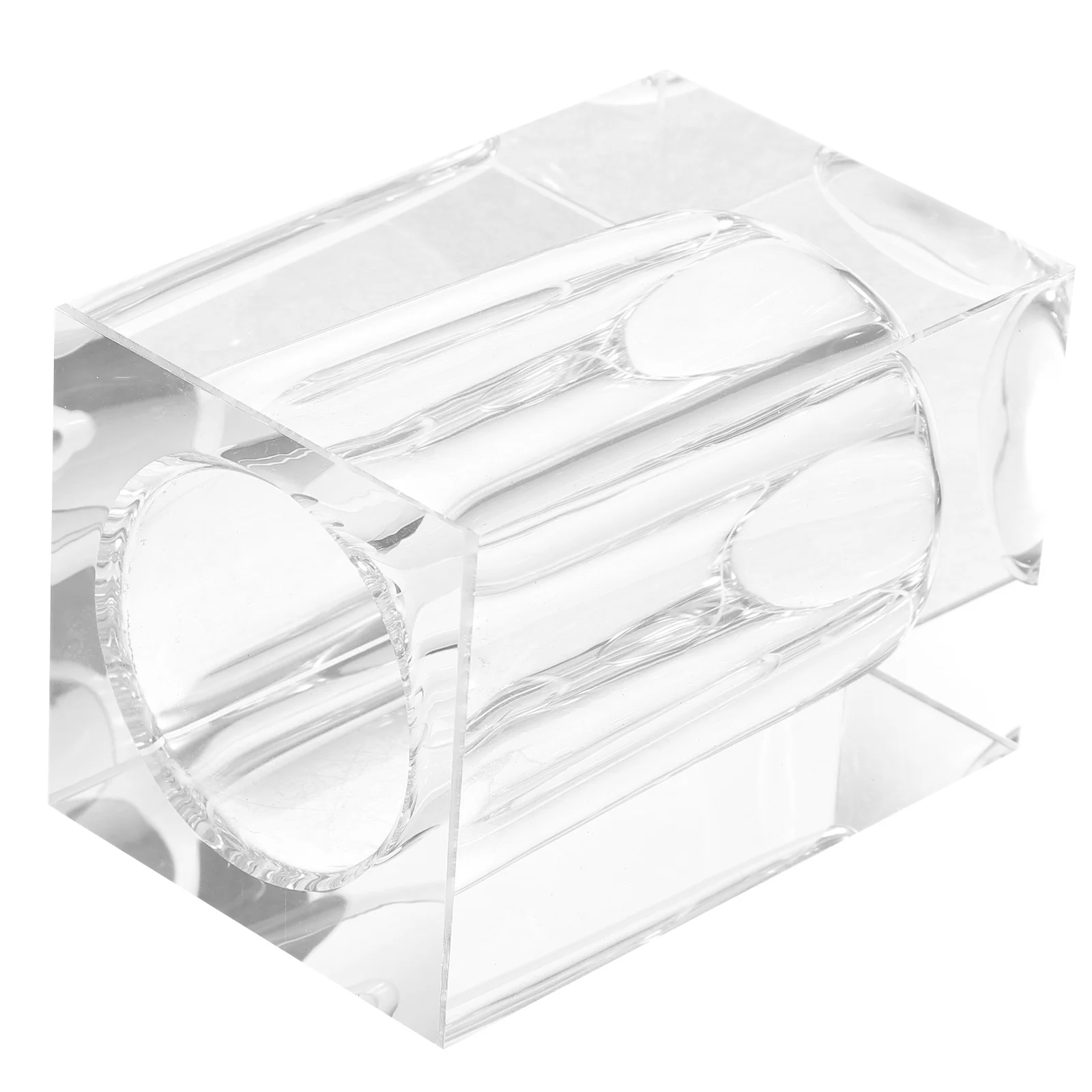 حامل قلم أكريليك أبيض كريستال منظم فرش الماكياج قلم رصاص تخزين حديث شكل هندسي مكتب الحمام مكتب الغرور