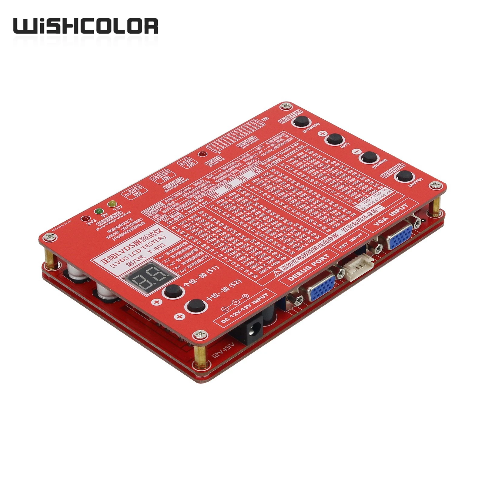 Wishcolor 4K 2K LVDS LCD Tester LCD LED Panel Tester w/ 4K Adapter Board Max 2048x1536 For TV Laptop Screen