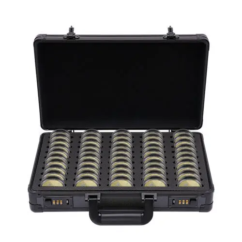 50 スロットアルミコインオーガナイザー収納ボックス 50 コインプレートボックスコインホルダーコインコレクション用品