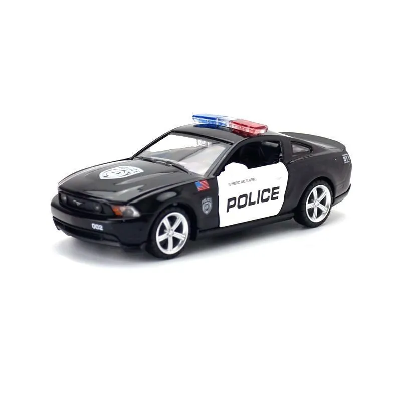 

1:32 Ford Mustang GT Police Toy Car, WHELZ Diecast Vehicle Model For Boys, Children, Pull Back, Sound & Light, Doors Openable