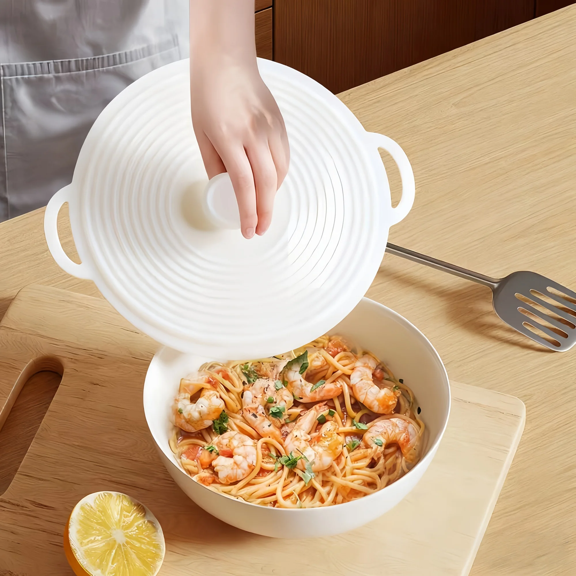 3/6pcs Silicone Lids Set with Double Handle Pot Lid Heat-Resistant Microwave Splatterproof Cover Reusable for Bowls Plates Pans image 3