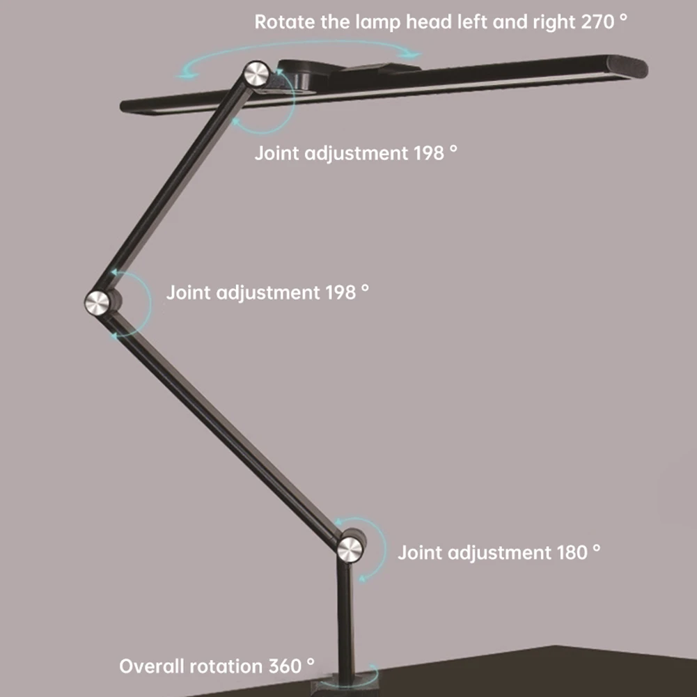 Lampe de bureau LED aste avec pince, 5 modes de luminosité, intensité variable, lampe de table de soin des yeux, lampe de bureau d'architecte