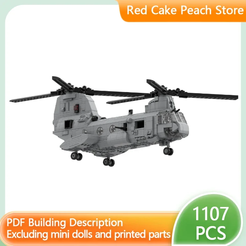 Military Aircraft Model MOC Building Brick CH-46 Sea Knight Helicopter Modular Technolog Gift Holiday Assemble Children Toy Suit