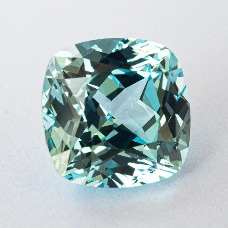 

Lab Grown Sapphire Square Cushion Shape Aquamarine Gemstone for Charms Diy Jewelry Making Bracelet Selectable AGL Certificate