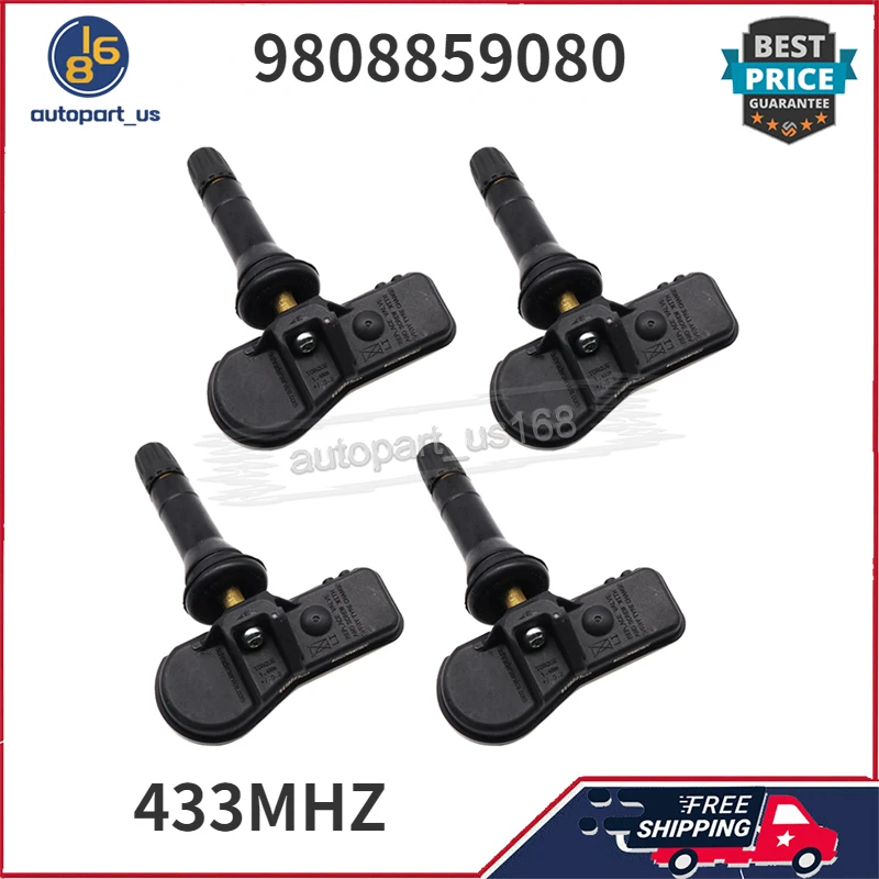 4PCS TPMS Tire Pressure Monitor Sensor 433MHZ 9808859080 For Citroen Jumpy Fiat Scudo Combi Peugeot Expert Tepee Proace Verso