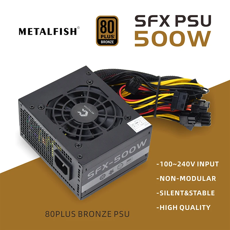 METALFISH SFX-500W 400W SFX Power-Supply NON-Modular For Gaming Computer Case Black or White PSU Version Stable Silent Long Life