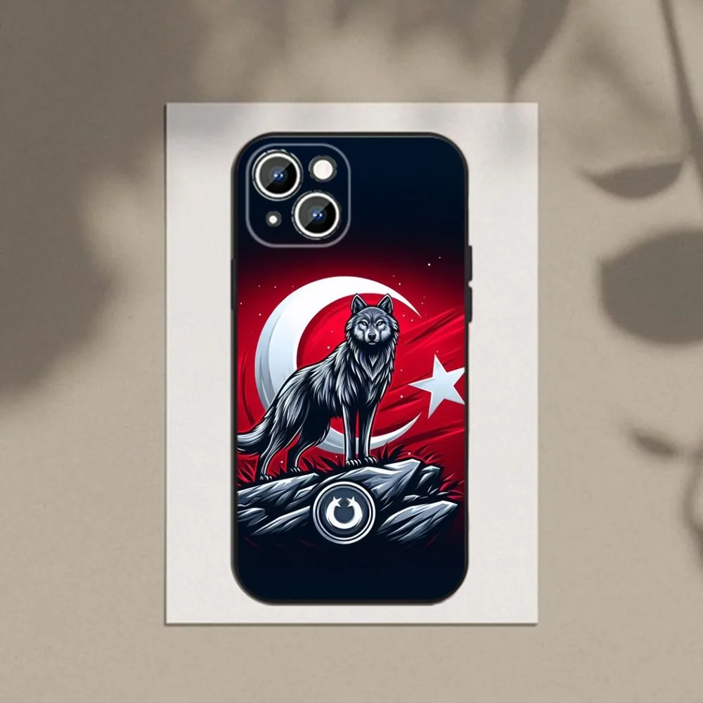 Turk Wolf Turkey Flag  Phone Case Phone Case For Apple iPhone 15,14,13,12,11,XS,XR,X,8,7,Pro,Max,Plus,mini Silicone Black Cover