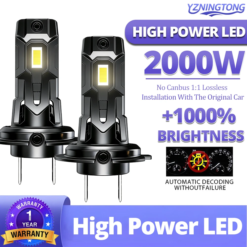 

car h7 led light Canbus 2000W Automobiles Led Headlight Motorcycle h7 LED Headlamp h1 h11 h4 Fog Lamp Daytime Running Light 12V