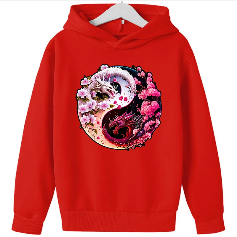 New Loong Printing Cute Sweatshirts Girls Leisure Sports Tops Thick Clothes Kids  Hooodie Sweater Sweatshirts TOPS