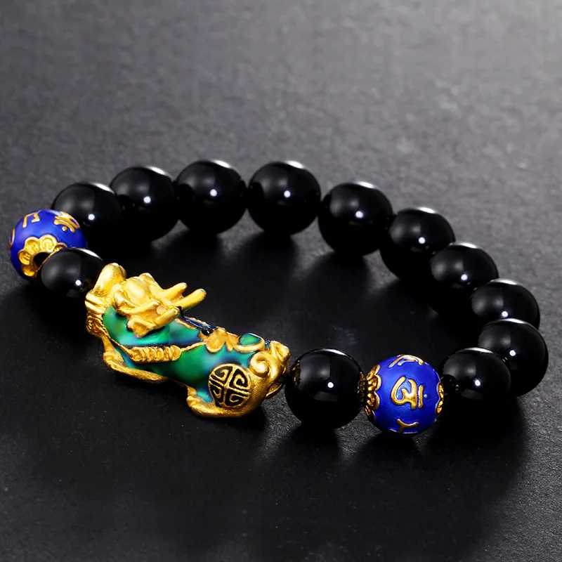 Fortune-Attracting Pixiu Agate Bracelet For Women 24K Gold AU999 | Pixiu guards wealth, accompanied by good fortune