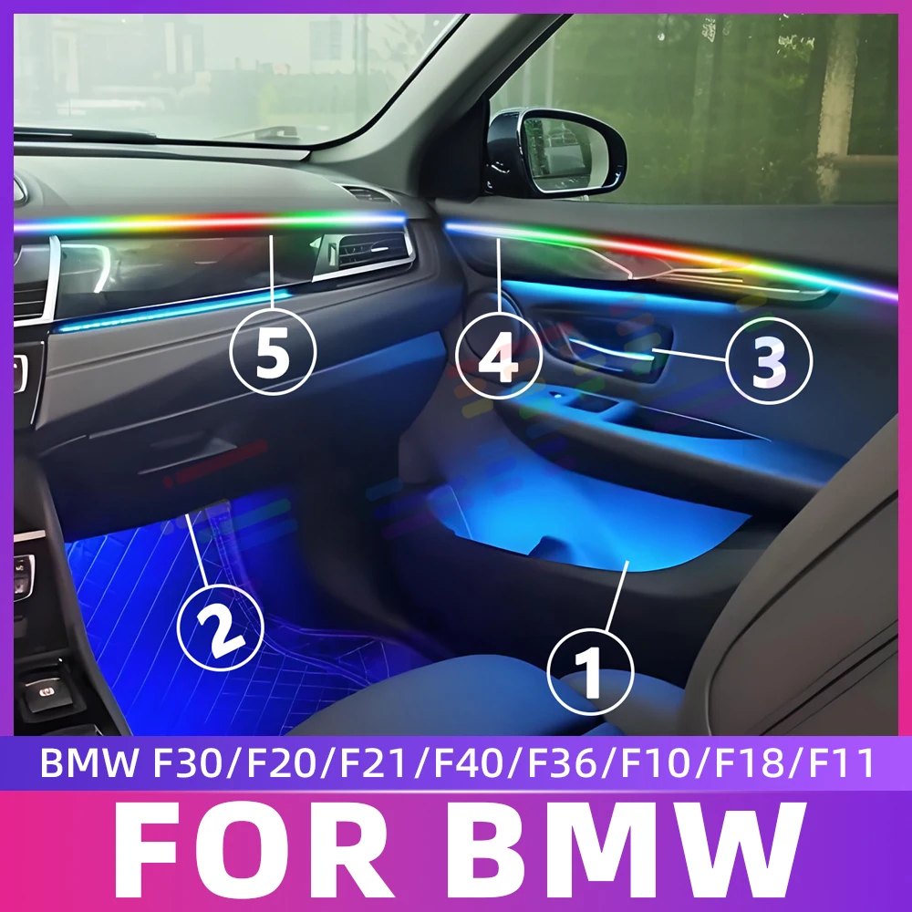For BMW F30/F20/F21/F40/F36/F10/F18/F11/E36 Decor Lamp 64 Color RGB Symphony Kit Car Ambient Light Interior LED Lamp Strip