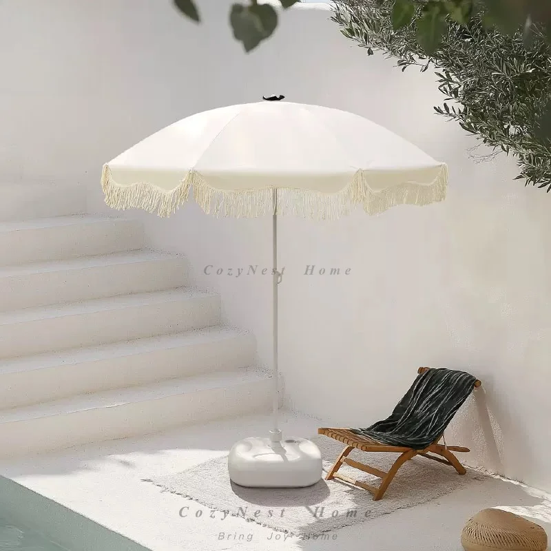 Big Outdoor Sun Shade Umbrella with Tassels Garden Patio Large Umbrella for Street Stall Vending Advertising Sun Shade