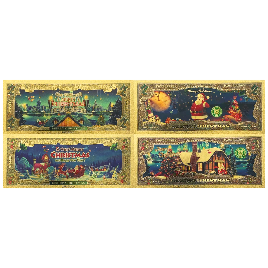 Spot 5designs Weihnachten Niedlicher Weihnachtsmann Rentier Iglu Goldfolie Banknoten Weihnachtselement Sammlung Kinder Freunde Geschenke