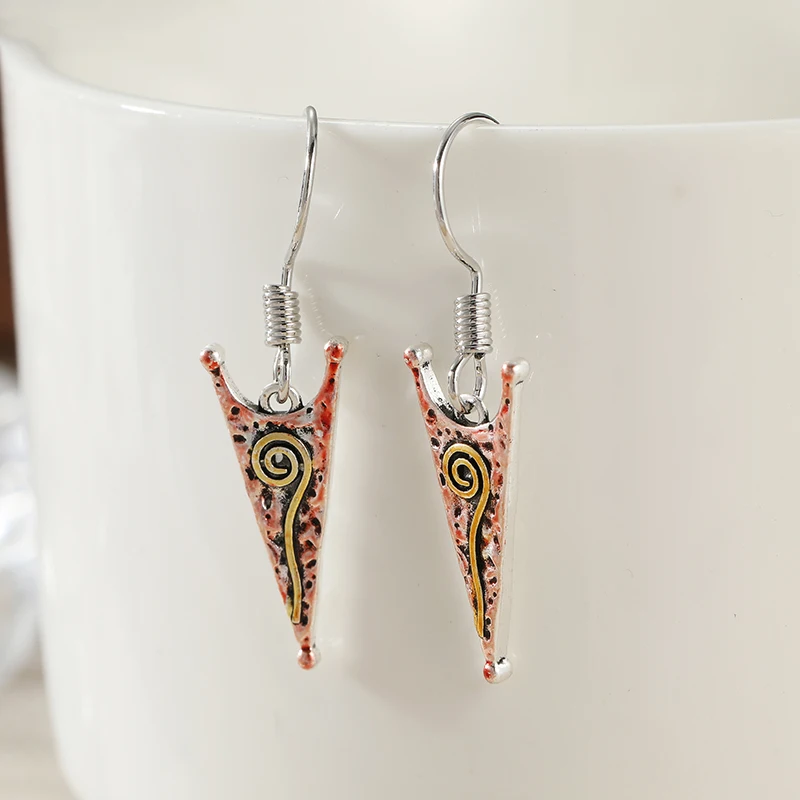 Vintage Hand Carved Spiral Dangle Women's Earrings Two Color Metal Daily Wear Party Jewelry Anniversary Gift