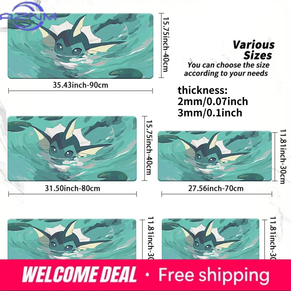 Cute Water Vaporeon Gaming Mouse Pad Non-Slip Desk Mat