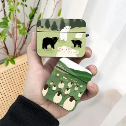 Cute Goats on The Grassland AirPods Case Black Wireless Bluetooth Earphone Case for Apple Airpods 1 2 3 Pro 2 Protective Case