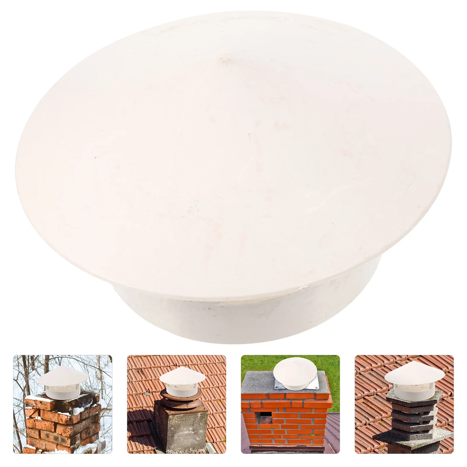 المطر -250 مللي متر غطاء قمع الدخان المستدير بولي كلوريد الفينيل مقاوم للماء التهوية هود مدخنة سقف تنفيس غطاء مجاري ملحق