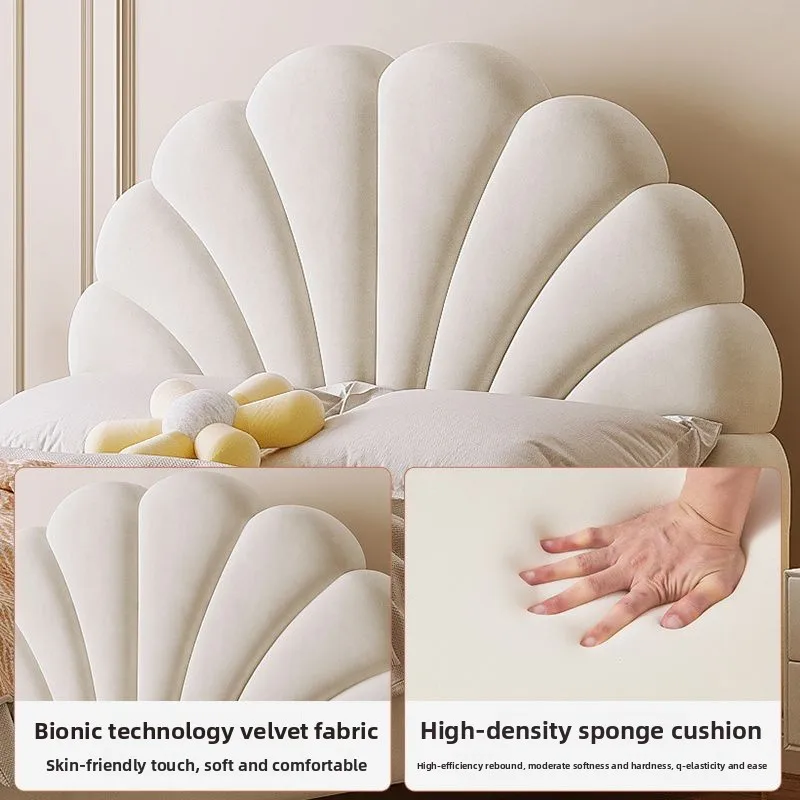 Bed girl master bedroom petal bed high value romantic Internet celebrity ins wind cloth bed