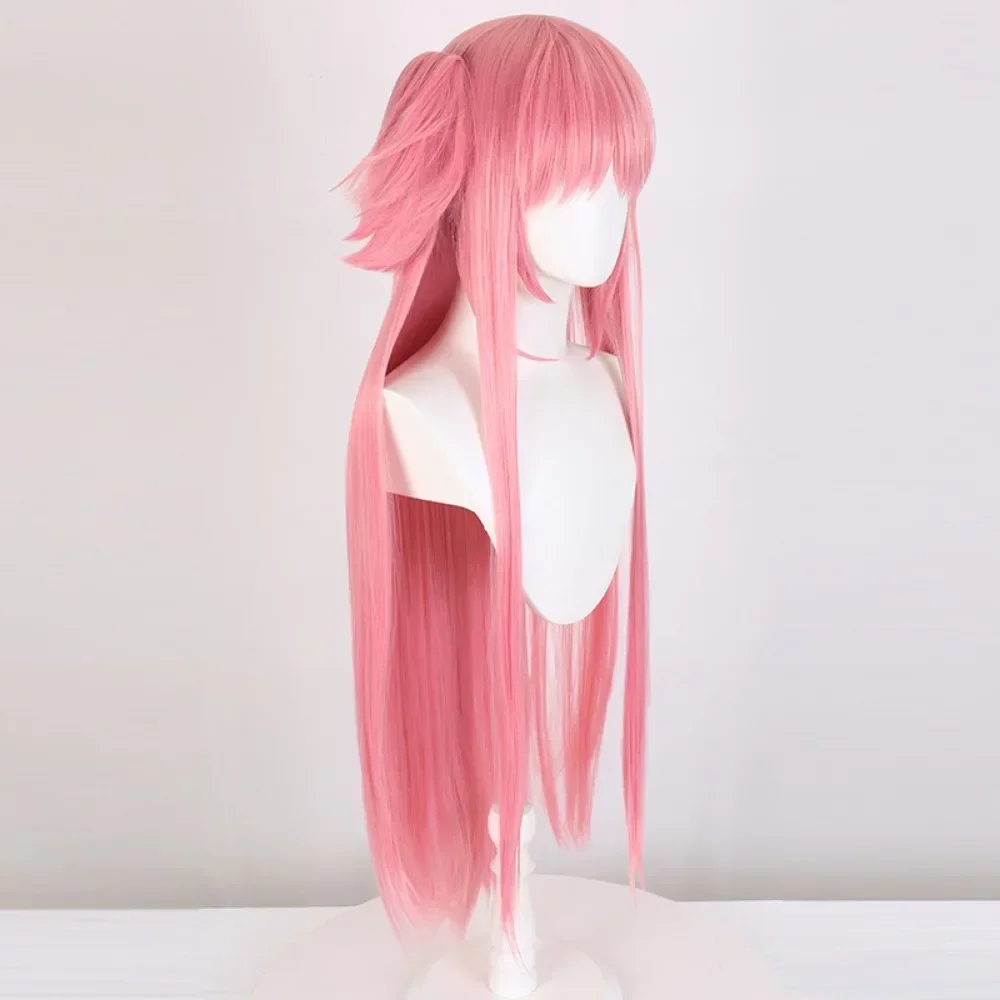 Madoka Magica Cosplay Wig Pink With Bangs Synthetic Long Straight Wig Ultimate Mdoka Double Ponytail Cosplay Magical Girl Wig