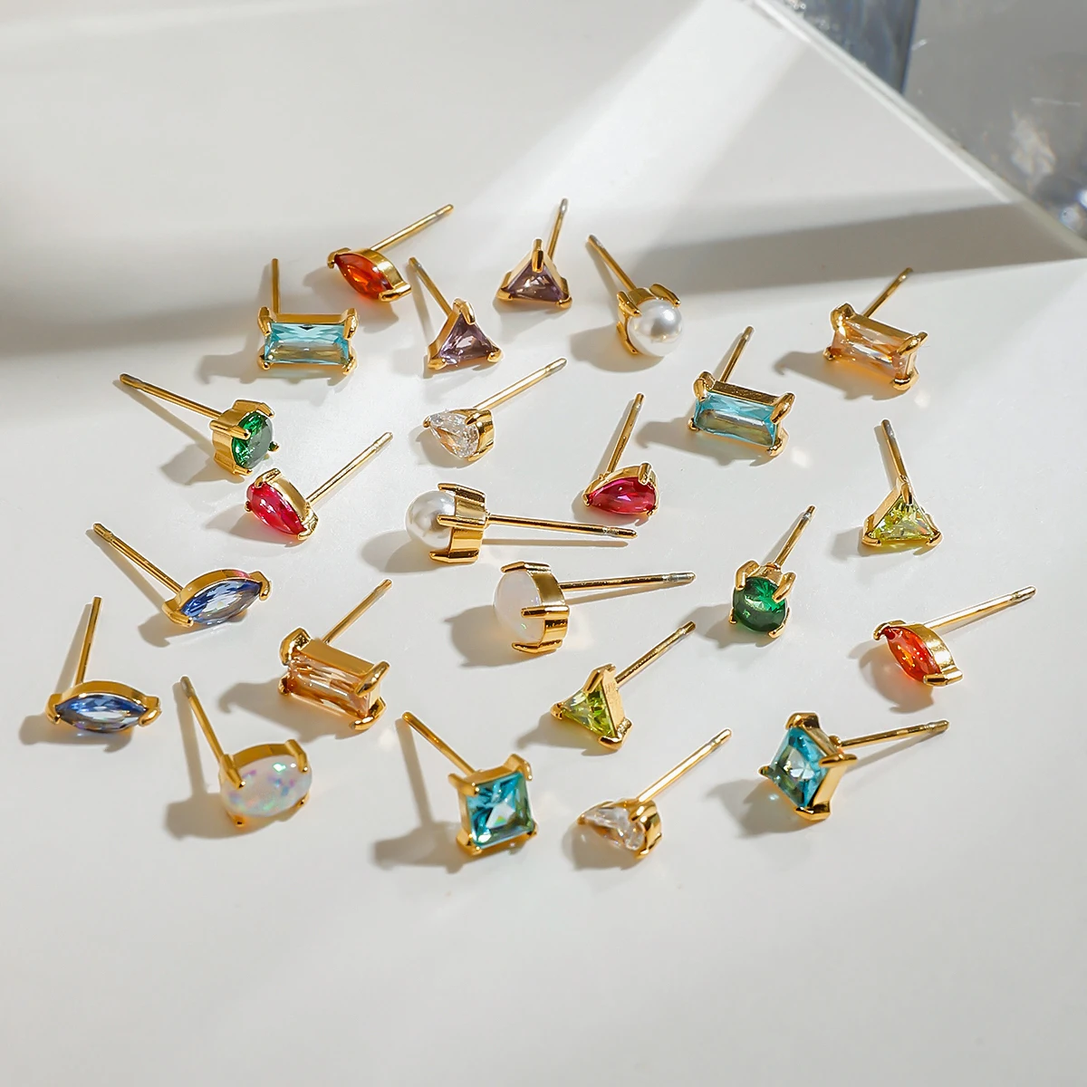 أقراط جورا النسائية الملونة لعيد الميلاد في ديسمبر أقراط رائعة من الفولاذ المقاوم للصدأ بأحجار كريمة هندسية مجوهرات يومية #2