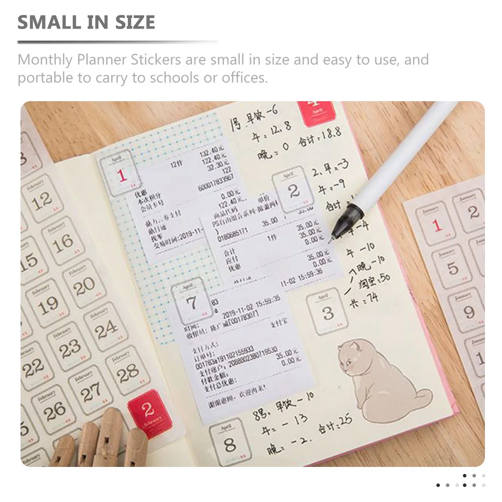 

24 Sheets Date Stickers Monthly Planner Labels Daily Planner Number Stickers Scrapbook Accessories Office School Calendar Tabs